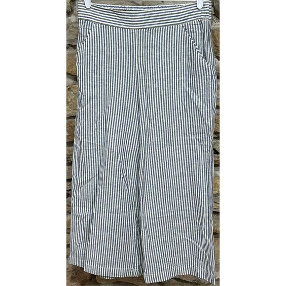Women’s NWT Max Studio Striped Linen Blend Wide Leg Pants Size Large - Picture 1 of 7